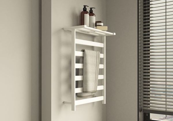 Picture of White matte heated towel rack 